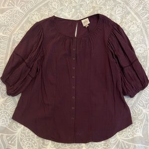 KNOX ROSÉ SIZE L LARGE MAROON DARK RED BOHO TOP. Last chance before donating.